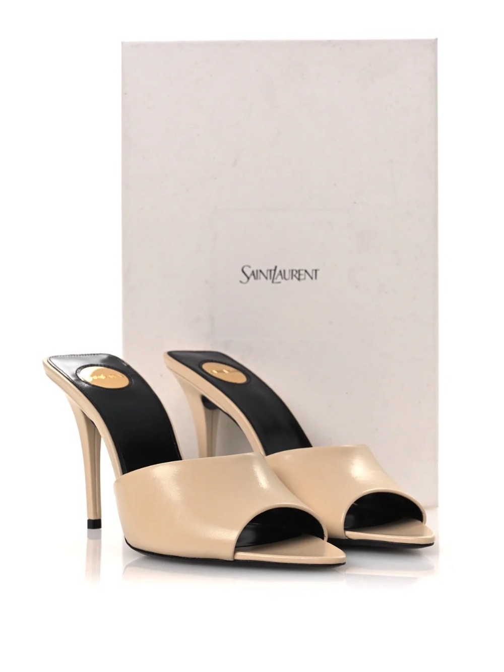100% Authentic Saint Laurent Romy 90 Calfskin Mule